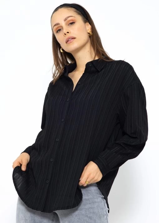 Bluse Mit Crinkle-Effekt - Schwarz -Sassyclassy SassyClassy bluse mit crinkle effekt schwarz S3210E6582 4