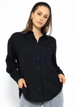 Bluse Mit Crinkle-Effekt - Schwarz -Sassyclassy SassyClassy bluse mit crinkle effekt schwarz S3210E6582 7