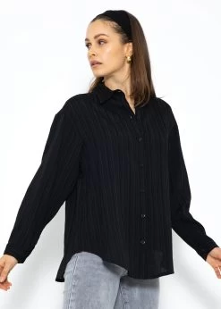 Bluse Mit Crinkle-Effekt - Schwarz -Sassyclassy SassyClassy bluse mit crinkle effekt schwarz S3210E6582 8