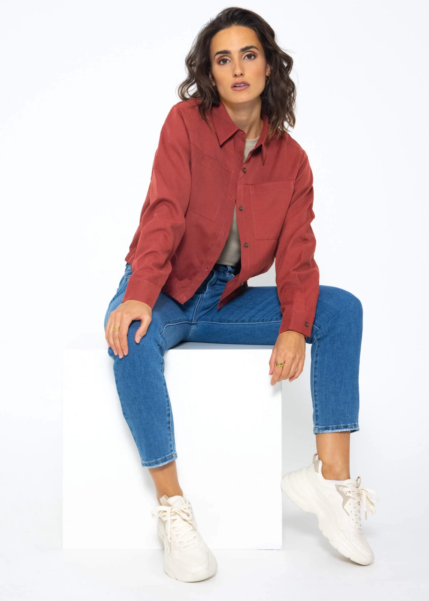 Blouson Mit Gummibund - Dunkelrot 4 Blouson Mit Gummibund - Dunkelrot – Bild 2