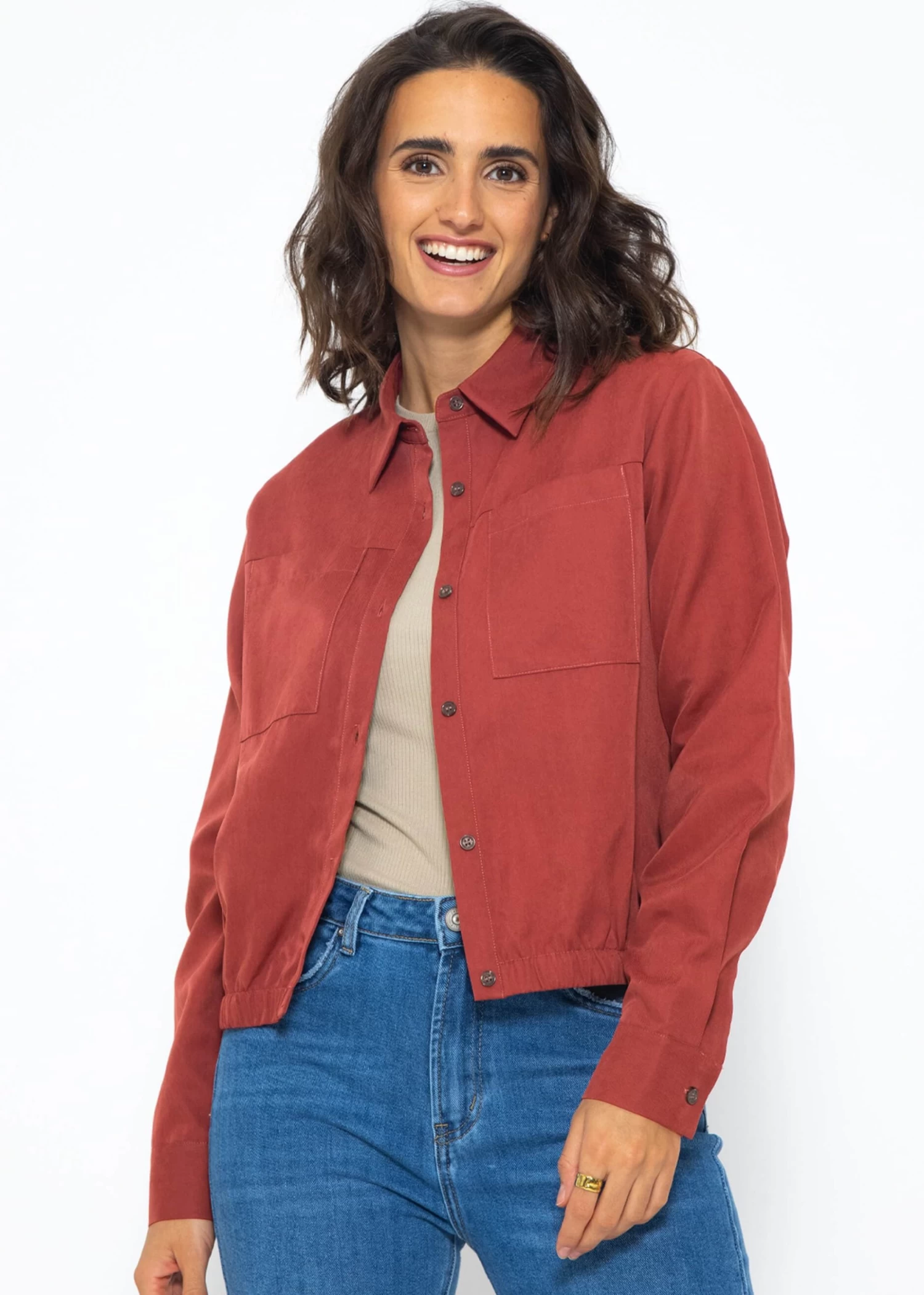 Blouson Mit Gummibund - Dunkelrot 3 Blouson Mit Gummibund - Dunkelrot