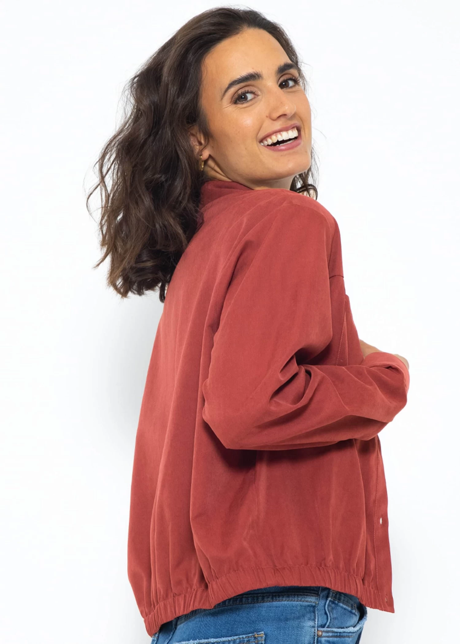 Blouson Mit Gummibund - Dunkelrot 7 Blouson Mit Gummibund - Dunkelrot – Bild 5