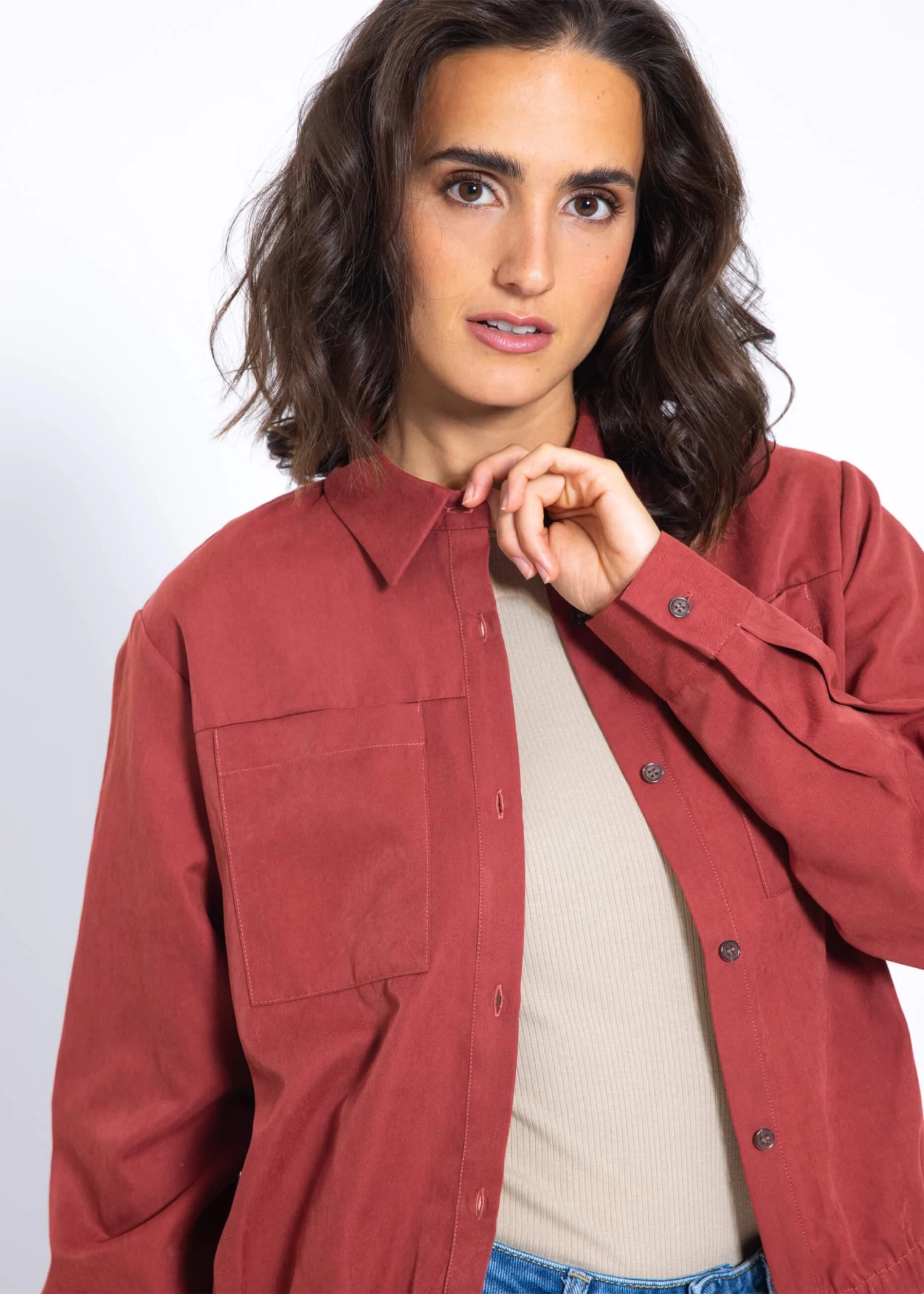 Blouson Mit Gummibund - Dunkelrot 11 Blouson Mit Gummibund - Dunkelrot – Bild 9