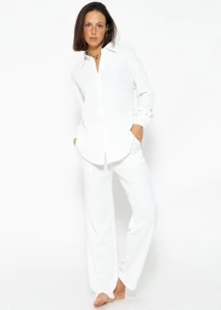 Casual Pants In Waffelpiqué - Offwhite -Sassyclassy SassyClassy casual pants in waffelpique offwhite S3207H6151 1EpiPmgh7mpbfT