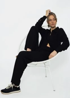 Sassyclassy -Sassyclassy SassyClassy casual pants in waffelpique schwarz S3207H6150 4nHIv1rptNcy2Y