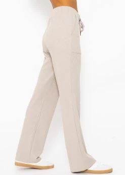 Casual Pants In Waffelpiqué - Taupe -Sassyclassy SassyClassy casual pants in waffelpique taupe S3209H6431 2BiilTlXiZs8qn
