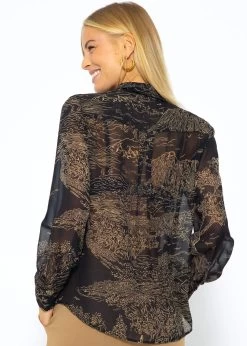 Chiffonbluse Mit Zartem Print - Schwarz -Sassyclassy SassyClassy chiffonbluse mit zartem print schwarz S3209E6409 6