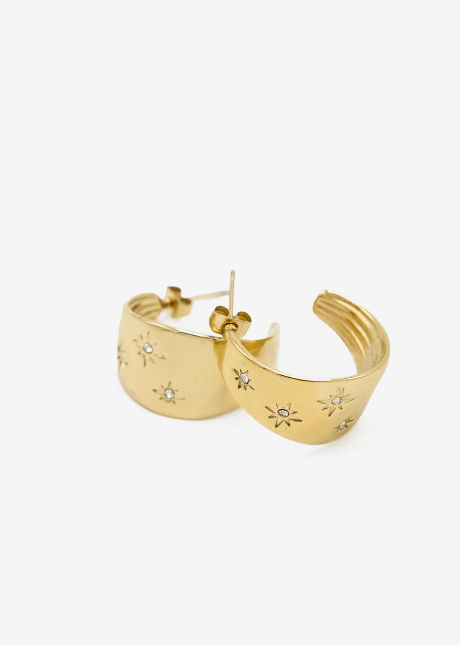 Creolen Mit Sternchen - Gold 5 Creolen Mit Sternchen - Gold – Bild 3