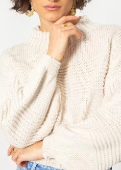 Crop Strickpullover Mit Textur - Offwhite 17 Crop Strickpullover Mit Textur - Offwhite -Sassyclassy SassyClassy crop strickpullover mit textur offwhite S4203P6832 1 1
