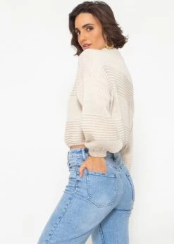 Crop Strickpullover Mit Textur - Offwhite 15 Crop Strickpullover Mit Textur - Offwhite -Sassyclassy SassyClassy crop strickpullover mit textur offwhite S4203P6832 6