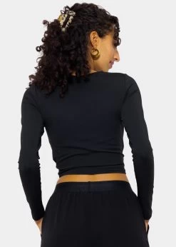 Cropped Langarmshirt, Schwarz 15 Cropped Langarmshirt, Schwarz -Sassyclassy SassyClassy cropped langarmshirt schwarz S3201B5365 6