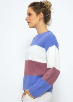 Flauschiger Pullover Mit Blockstreifen - Lila-offwhite-mauve -Sassyclassy SassyClassy flauschiger pullover mit blockstreifen lila offwhite mauve S3209P6404 7