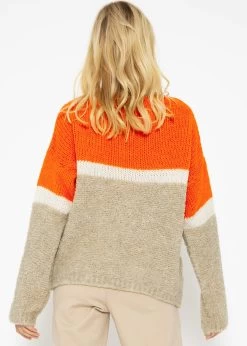 Flauschiger Pullover Mit Streifendesign - Orange-offwhite-beige -Sassyclassy SassyClassy flauschiger pullover mit streifendesign orange offwhite beige S3209P6460 5