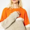 Flauschiger Pullover Mit Streifendesign - Orange-offwhite-beige