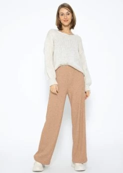 Gerippte Hose Mit Weitem Bein, Beige -Sassyclassy SassyClassy gerippte Hose mit weitem bein beige S3207B5999