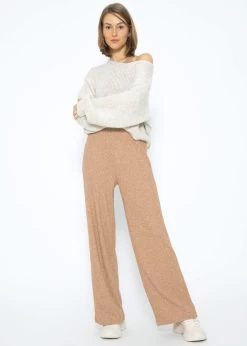 Gerippte Hose Mit Weitem Bein, Beige -Sassyclassy SassyClassy gerippte Hose mit weitem bein beige S3207B5999 1