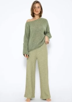 Gerippte Hose Mit Weitem Bein, Khaki 13 Gerippte Hose Mit Weitem Bein, Khaki -Sassyclassy SassyClassy gerippte Hose mit weitem bein khaki S3207B5998 2