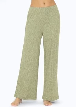 Gerippte Hose Mit Weitem Bein, Khaki