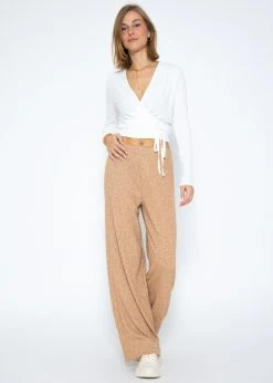 Sassyclassy -Sassyclassy SassyClassy gerippte hose mit weitem bein taupe S3209H6316