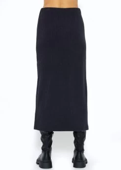 Gerippter Rock In Midi-Länge - Schwarz -Sassyclassy SassyClassy gerippter Rock in Midi lange schwarz S3207B6006 3