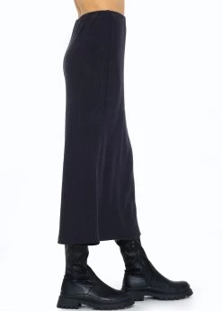 Gerippter Rock In Midi-Länge - Schwarz -Sassyclassy SassyClassy gerippter Rock in Midi lange schwarz S3207B6006 4