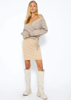 Gerippter, Kurzer Rock - Beige -Sassyclassy SassyClassy gerippter kurzer rock beige S3207B6064 11