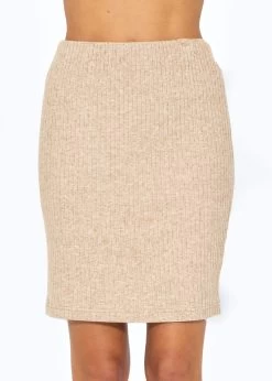 Gerippter, Kurzer Rock - Beige