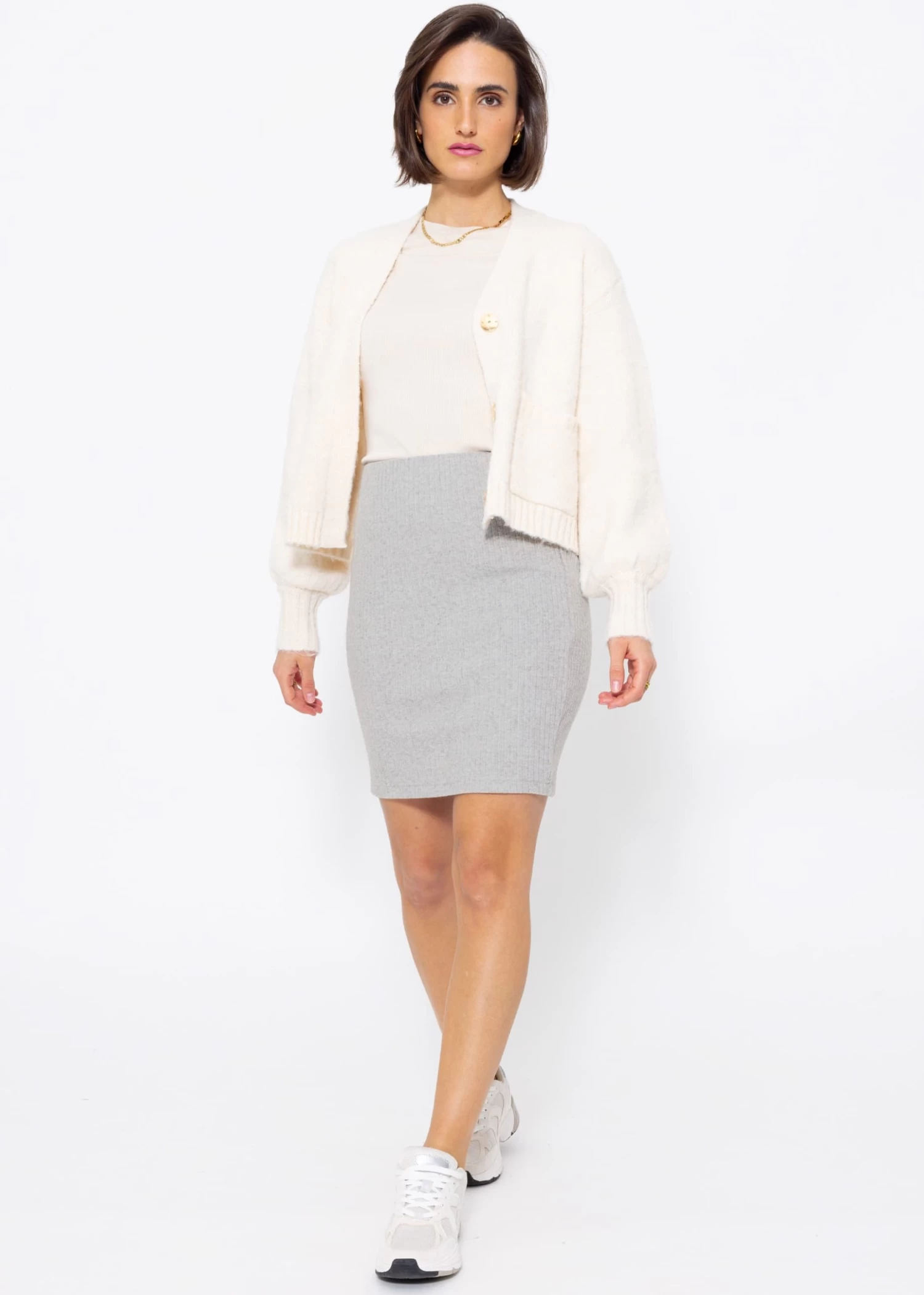 Gerippter, Kurzer Rock, Grau 6 Gerippter, Kurzer Rock, Grau – Bild 4