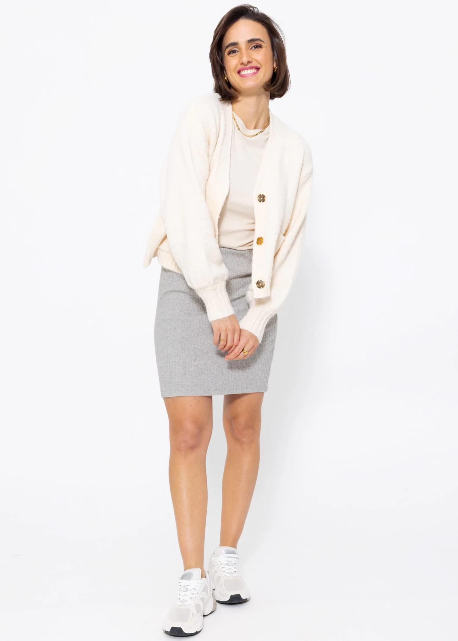 Gerippter, Kurzer Rock, Grau 4 Gerippter, Kurzer Rock, Grau – Bild 2