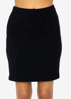 Gerippter, Kurzer Rock - Schwarz