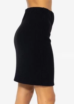 Gerippter, Kurzer Rock - Schwarz -Sassyclassy SassyClassy gerippter kurzer rock schwarz S3207B6065 6