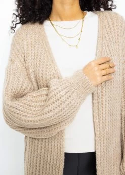 Gerippter, Langer Cardigan Mit Ballonärmel - Taupe 13 Gerippter, Langer Cardigan Mit Ballonärmel - Taupe -Sassyclassy SassyClassy gerippter langer cardigan mit ballonarmel taupe S3211C6733