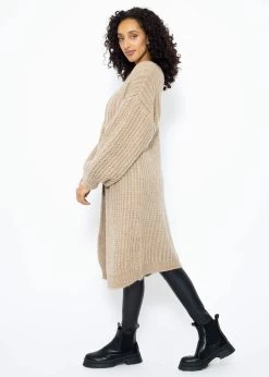 Gerippter, Langer Cardigan Mit Ballonärmel - Taupe 11 Gerippter, Langer Cardigan Mit Ballonärmel - Taupe -Sassyclassy SassyClassy gerippter langer cardigan mit ballonarmel taupe S3211C6733 3