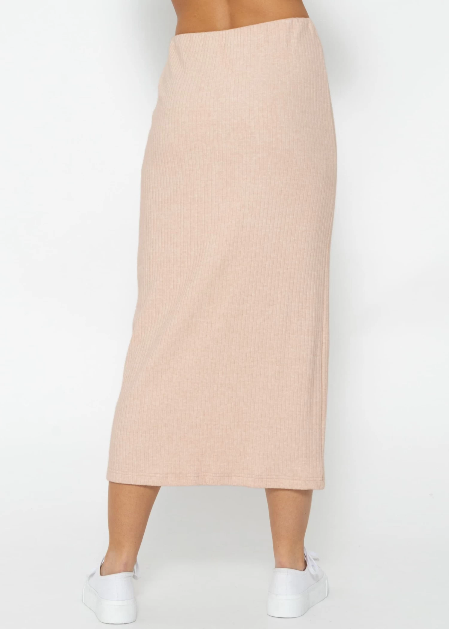 Gerippter Rock In Midi-Länge - Hellbeige 8 Gerippter Rock In Midi-Länge - Hellbeige – Bild 6