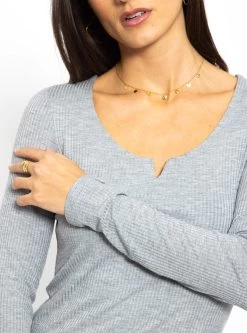 Geripptes Langarmshirt - Hellgrau -Sassyclassy SassyClassy geripptes langarmshirt hellgrau S3210G6538 2