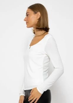 Geripptes Langarmshirt - Offwhite -Sassyclassy SassyClassy geripptes langarmshirt offwhite S3208G6204 2