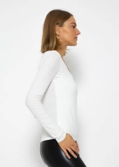 Geripptes Langarmshirt - Offwhite -Sassyclassy SassyClassy geripptes langarmshirt offwhite S3208G6204 4