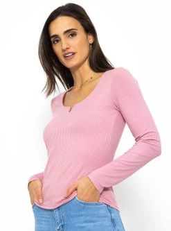 Geripptes Langarmshirt - Rosa -Sassyclassy SassyClassy geripptes langarmshirt rosa S3210G6535 2