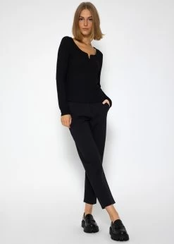 Geripptes Langarmshirt - Schwarz -Sassyclassy SassyClassy geripptes langarmshirt schwarz S3208G6205 1