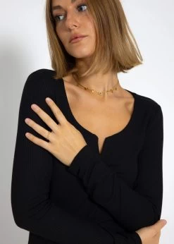 Geripptes Langarmshirt - Schwarz -Sassyclassy SassyClassy geripptes langarmshirt schwarz S3208G6205 6