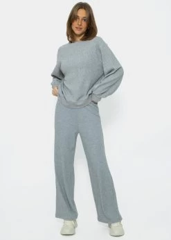 Geripptes Sweatshirt Mit Stickerei - Grau 15 Geripptes Sweatshirt Mit Stickerei - Grau -Sassyclassy SassyClassy geripptes sweatshirt mit stickerei grau S3211W668 1