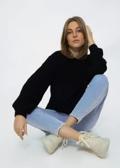 Geripptes Sweatshirt Mit Stickerei - Schwarz -Sassyclassy SassyClassy geripptes sweatshirt mit stickerei schwarz S3211W6684 1F0V1y4Q4rnrSp