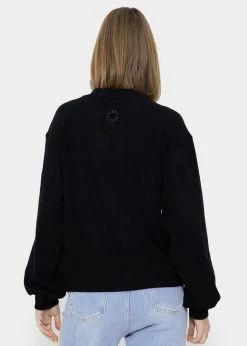 Geripptes Sweatshirt Mit Stickerei - Schwarz -Sassyclassy SassyClassy geripptes sweatshirt mit stickerei schwarz S3211W6684 4IM4urvPG592PM