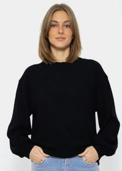 Geripptes Sweatshirt Mit Stickerei - Schwarz