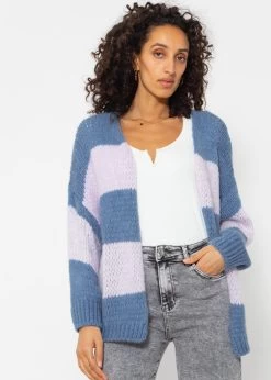 Gestreifter Oversize Cardigan - Jeansblau-flieder -Sassyclassy SassyClassy gestreifter oversize cardigan jeansblau flieder S4203C6889 8