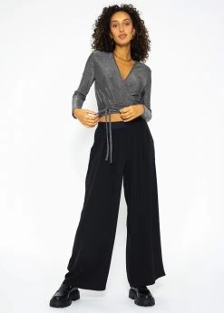 Glitzerndes Langarmshirt Zum Wickeln - Silber -Sassyclassy SassyClassy glitzerndes langarmshirt zum wickeln silber S3210C6516 2lw2GO61kj6Fjl