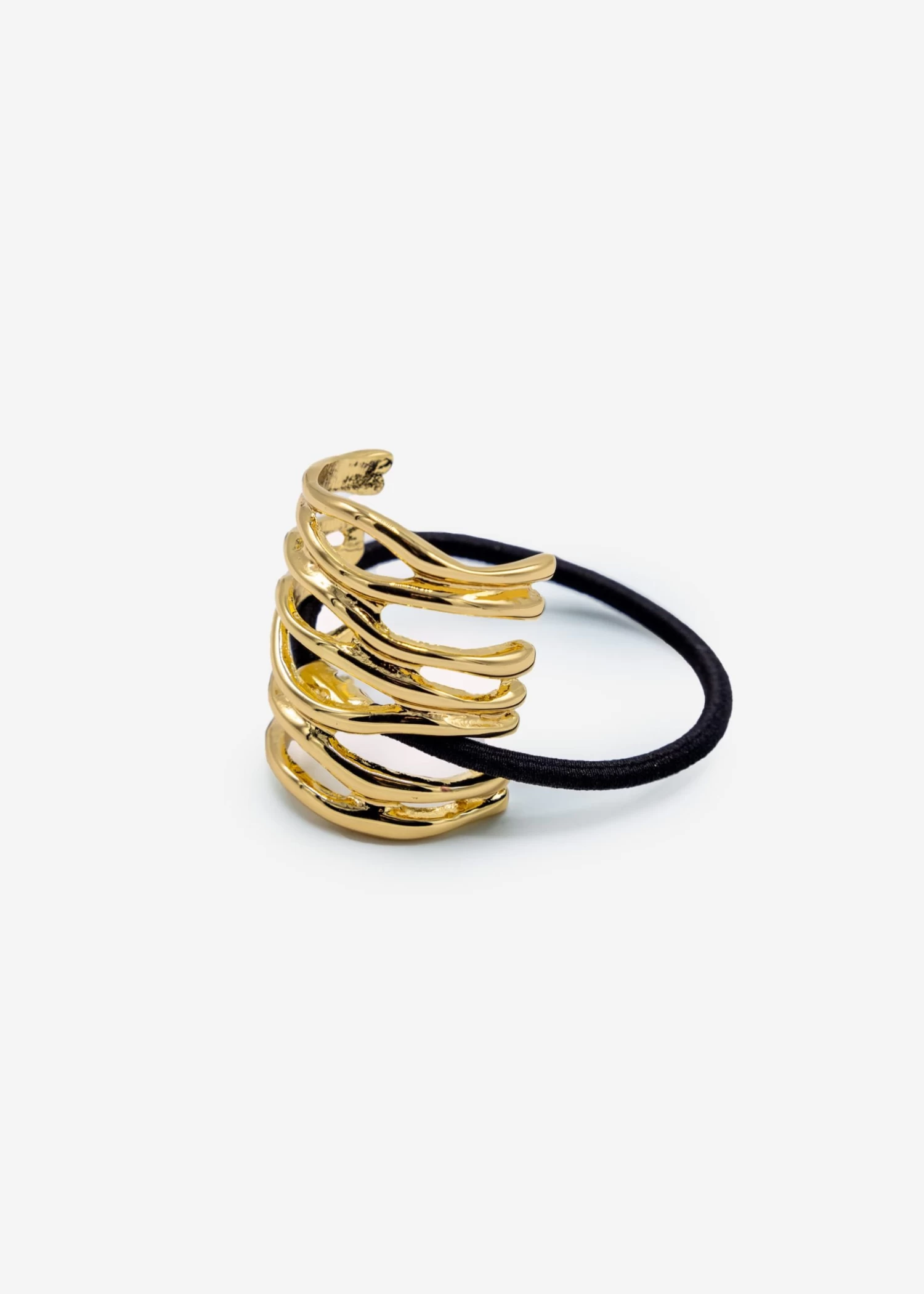 Haargummi Mit Wellen Design - Gold 5 Haargummi Mit Wellen Design - Gold – Bild 3