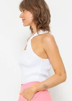 Halterneck Strick Top, Weiß -Sassyclassy SassyClassy halterneck strick top weiss S3204B5795 1