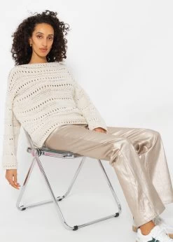 Highwaist Jeans, Metallic, Mit Geradem Bein - Gold -Sassyclassy SassyClassy highwaist jeans metallic mit geradem bein gold S4203D6827