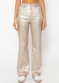 Highwaist Jeans, Metallic, Mit Geradem Bein - Gold -Sassyclassy SassyClassy highwaist jeans metallic mit geradem bein gold S4203D6827 7